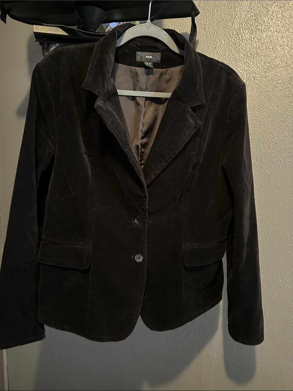 H&M Women's Dark Brown Velvet Blazer